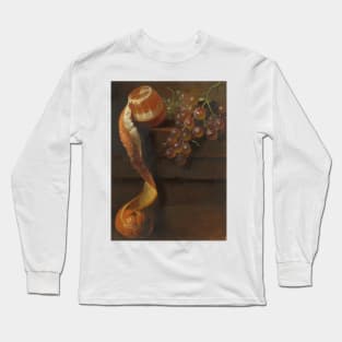 Still Life with Peeled Orange and Bunch of Grapes by Albertus Steenbergen Long Sleeve T-Shirt